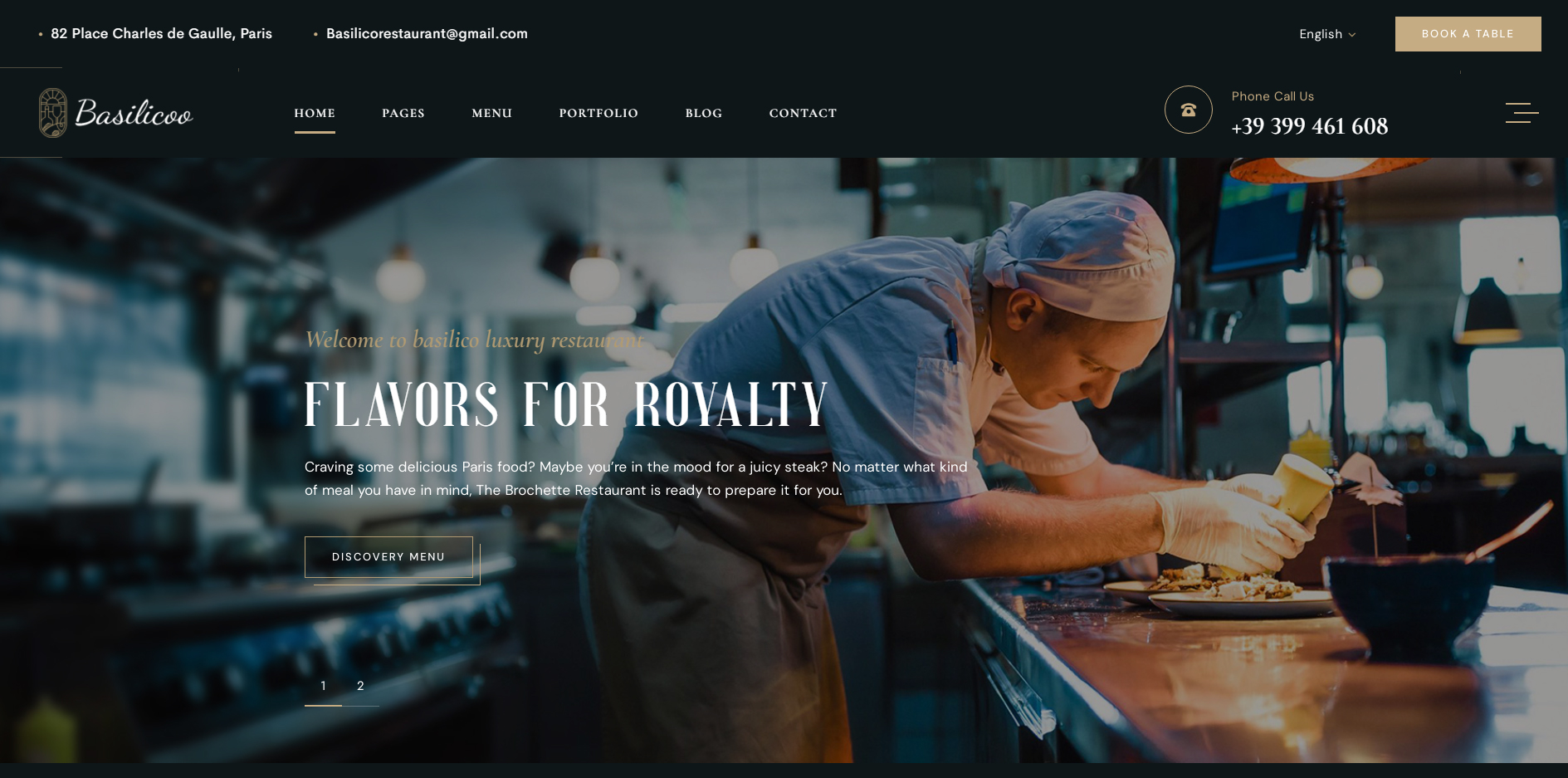 restaurant website design