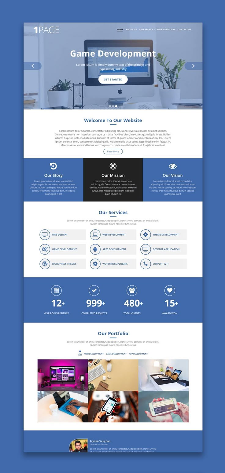 single page website design